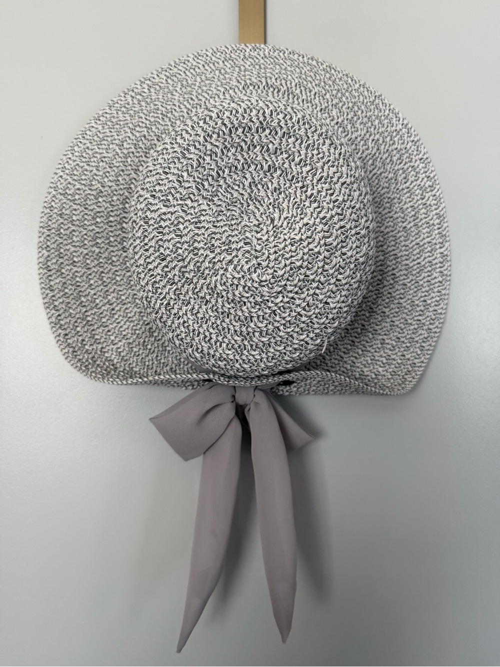 Nine West Gray Woven Sun Hat with Back Bow